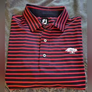 FootJoy ProDry Lisle Striped Performance Polo Navy/Red - L